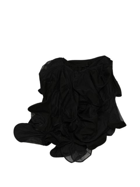 asymmetric ruffled midi skirt