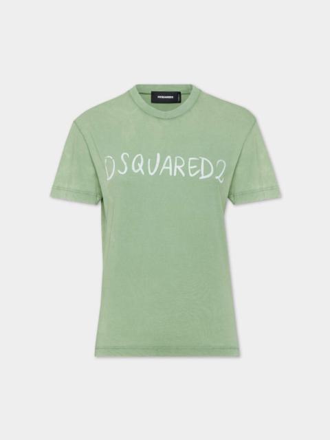 WHITE FADE JUST RIGHT FIT HANDWRITTEN LOGO T-SHIRT