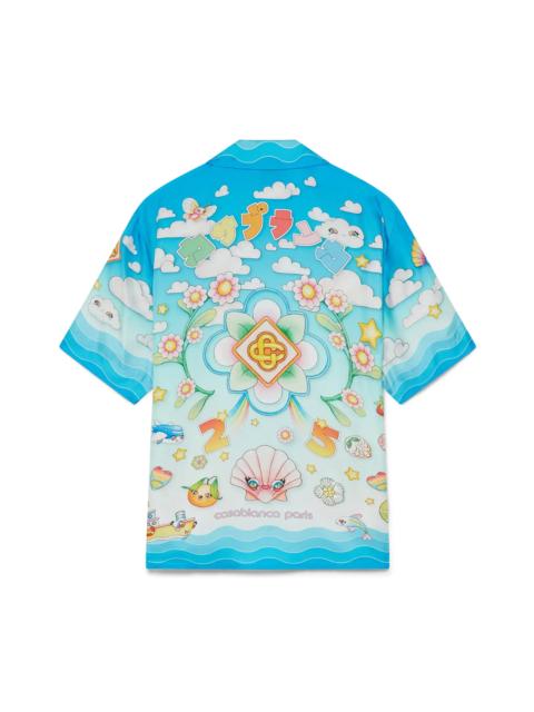 Kawaii Motif Short Sleeve Silk Twill Shirt | Casablanca Paris