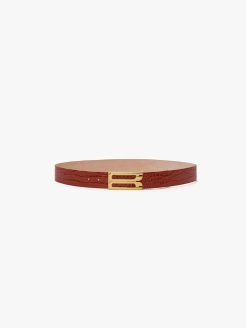 Jumbo Frame Belt In Brick Red Croc Embossed Leather