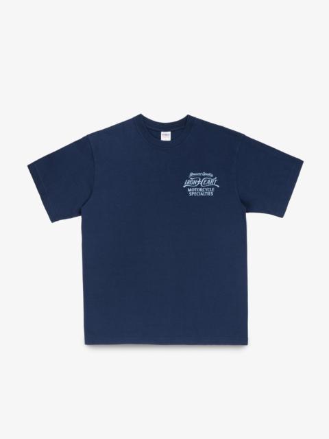 7.5OZ PRINTED LOOPWHEEL CREW NECK T-SHIRT - NAVY