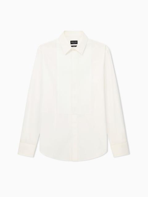 COTTON TUXEDO SHIRT WITH PLEATED DETAIL