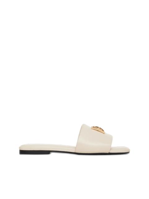 square-toe logo leather sandals