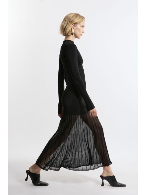 Petite Viscose Blend Knit Sheer Skirt Maxi Dress