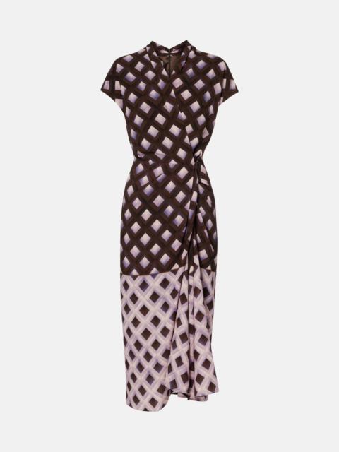 Gathered printed midi dress