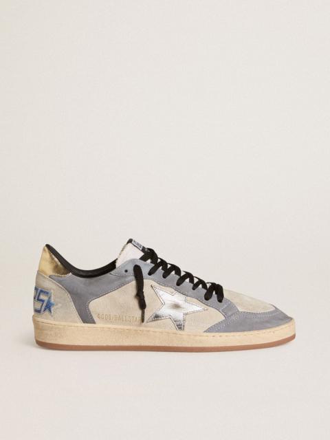 Men's Ball Star in suede and nubuck with silver metallic leather star and gold metallic leather heel