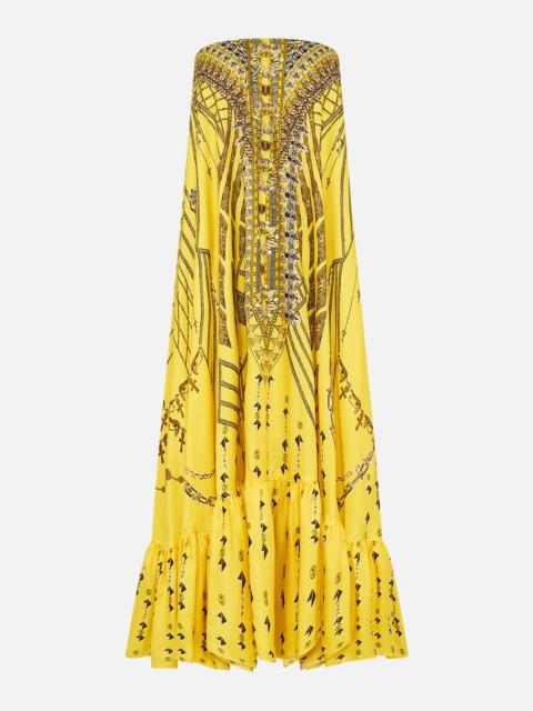 STRAPLESS MAXI WITH RUFFLE HEM