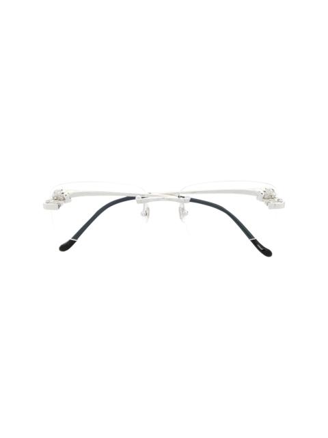 rimless square frame glasses