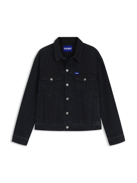 BLUE-BLACK REGULAR-FIT JACKET IN RIGID DENIM