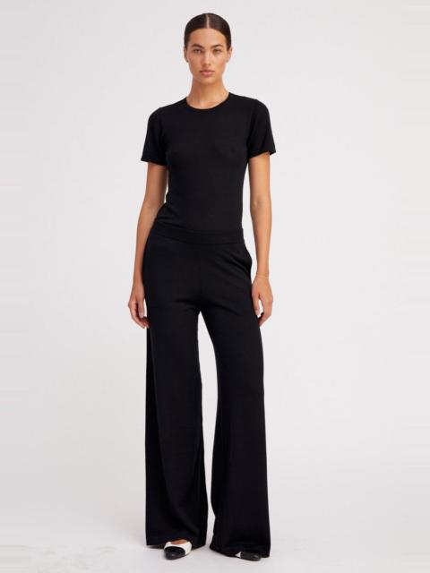 BLACK ULTRA FINE CASHMERE WIDE LEG PANTS