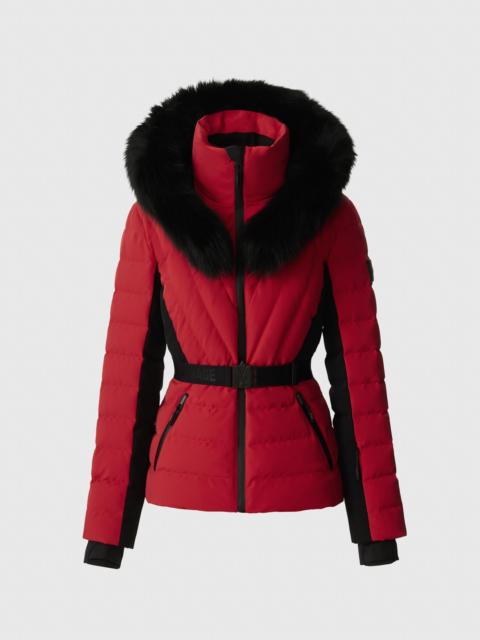 ELITA-ZR Down ski jacket with removable blue fox fur trim