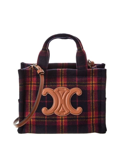 CELINE Cabas Thais Small Tartan & Leather Tote