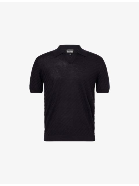 Textured Short-Sleeves Knitted Polo Shirt