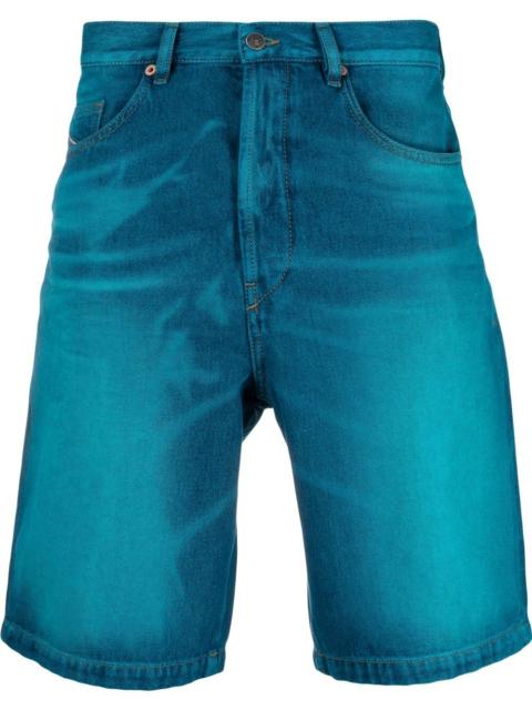 lasered-effect denim shorts