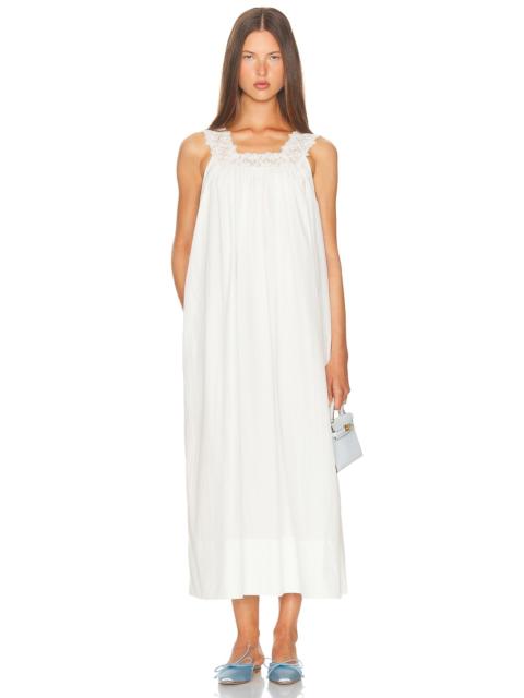 Midi Dress With Lace in Tech Poplin