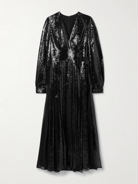 Sequined Tulle Midi Dress