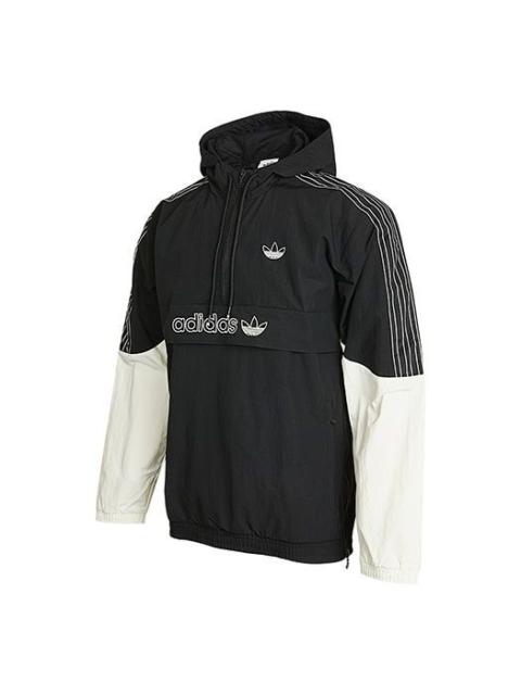 adidas originals Logo Casual Sports Windproof Hooded Jacket Black GN2429