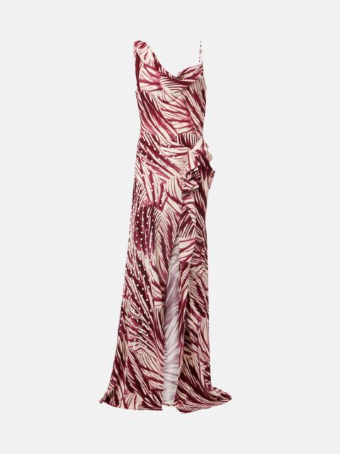Printed draped crêpe gown