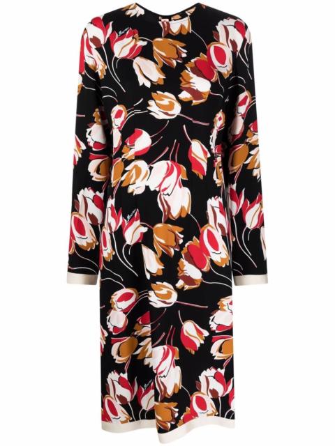 abstract-print long-sleeve dress