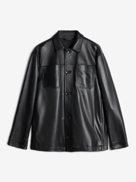Leather Overshirt in Black