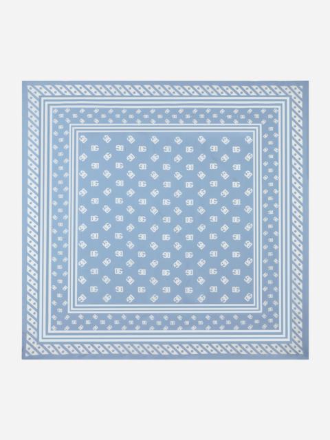 Silk twill foulard with all-over DG logo print (90x90)