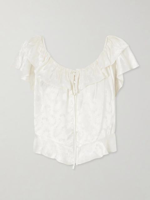 Floriette Ruffled Satin-jacquard Blouse