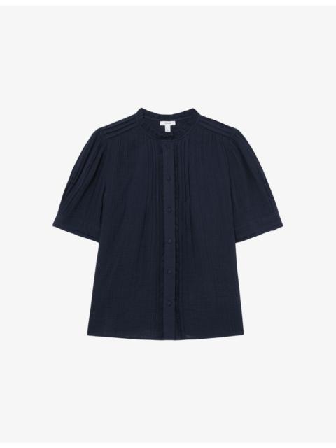 Aurelia Frill-Neck Cotton-Muslin Top