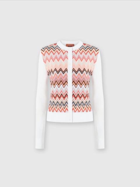 Viscose-blend cardigan with chevron insert