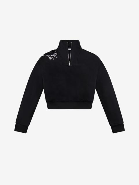 CRYSTAL CLUSTER CUTOUT QUARTER ZIP SWEATSHIRT