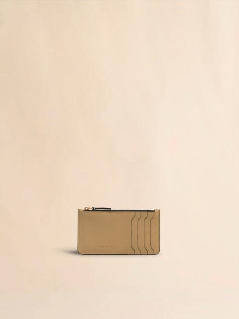 BEIGE LEATHER CARD CASE
