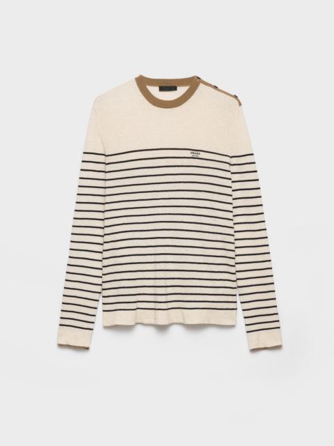 Striped linen and cotton sweater