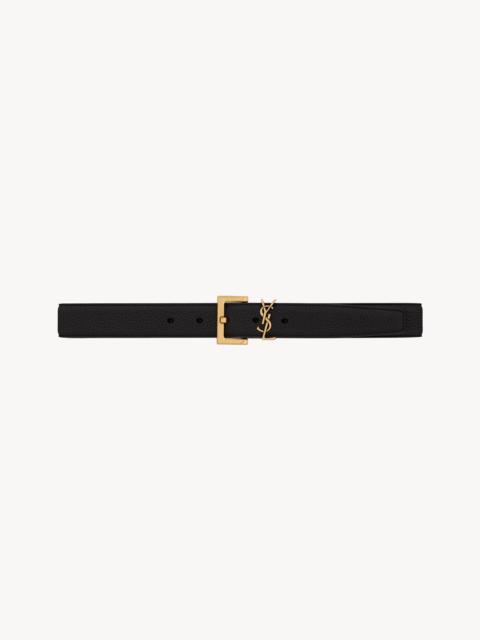 monogramme belt with square buckle in grained leather