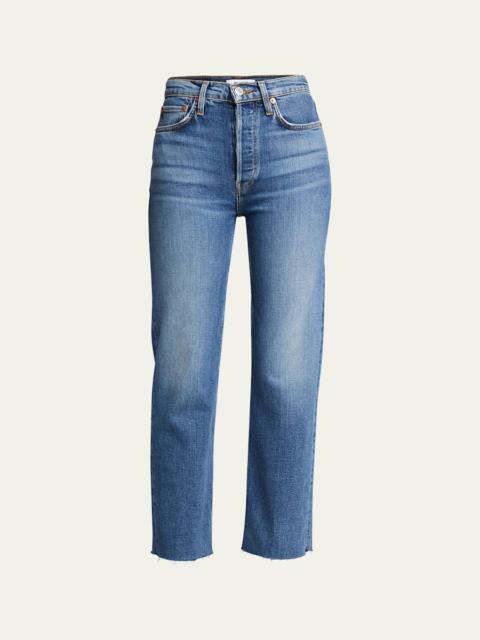 High-Rise Stovepipe Jeans with Raw-Edge Hem