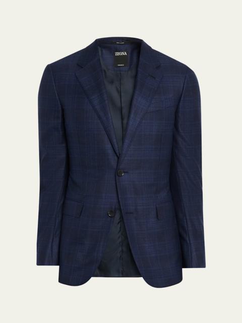 Men's Wool Tonal Plaid Single-Breasted Sport Coat