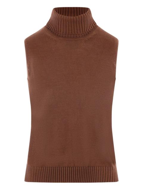 high-neck sleeveless tank top