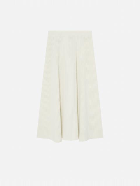 FLARED CASHMERE-BLEND RIBBED KNIT SKIRT