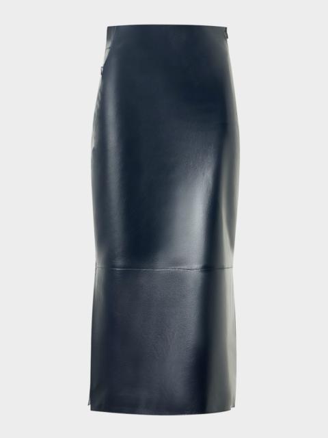 Lacquered Leather Midi Skirt