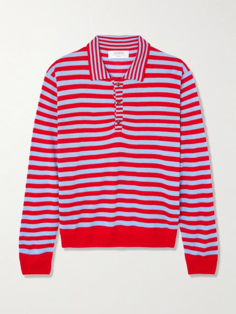 Ben Striped Silk, Wool And Cashmere-blend Polo Sweater