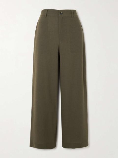 Wool-blend crepe straight-leg pants