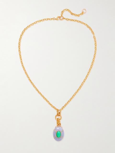 Yucca Gold-plated, Agate And Chrysoprase Necklace