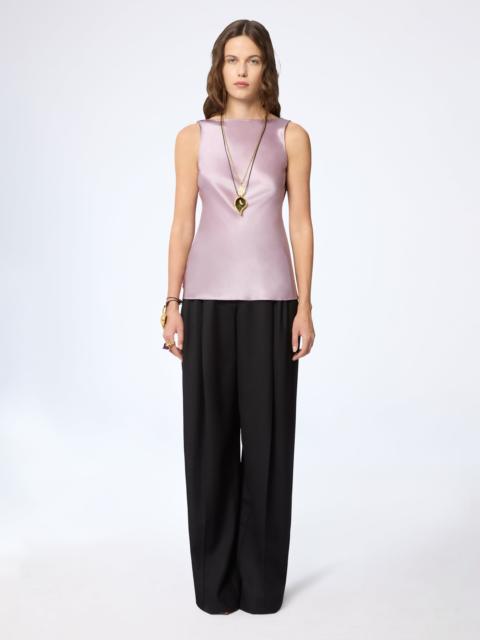 Mauve Halterneck Drapped Silk Satin Top