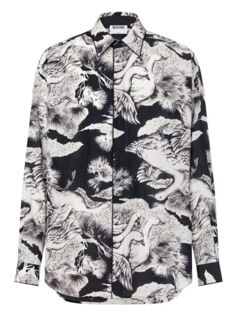 swan-print shirt