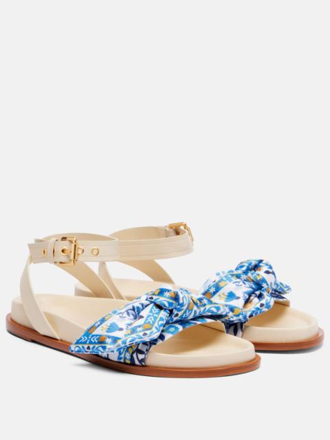 Bow-detail printed sandals