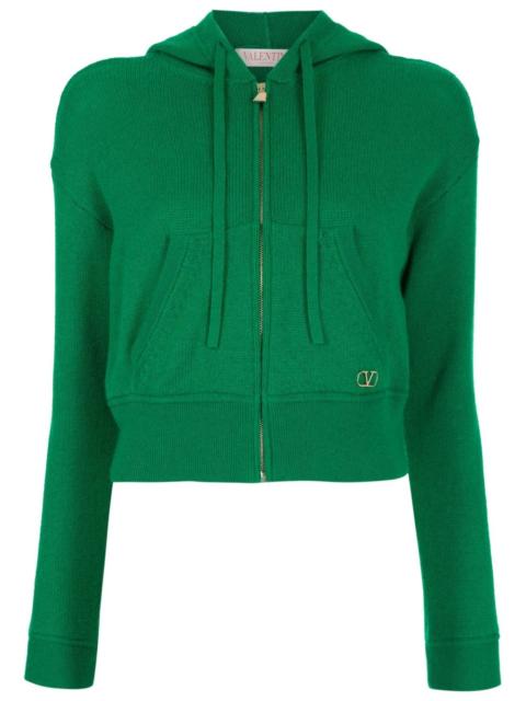 logo-plaque cashmere hoodie