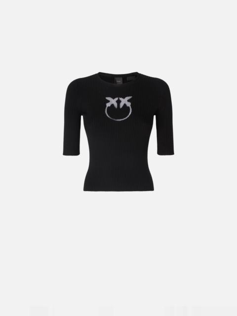 SHORT-SLEEVED WOOL SWEATER WITH LOGO