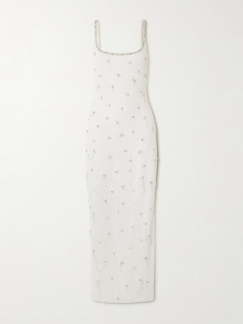 Droplet Embellished Beaded Stretch-tulle Gown