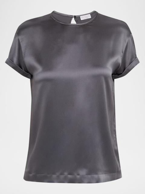 Monili Stretch Satin T-Shirt