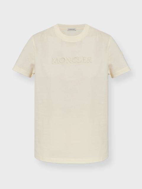 T-Shirt Embroidered Tonal Logo Cotton White