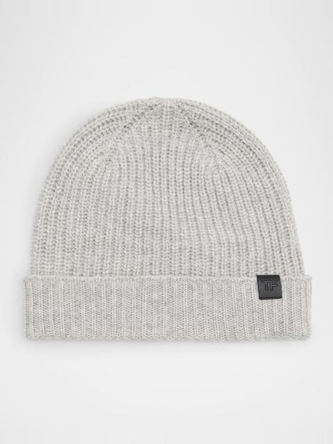 Men's Cashmere Ribbed Beanie Hat
