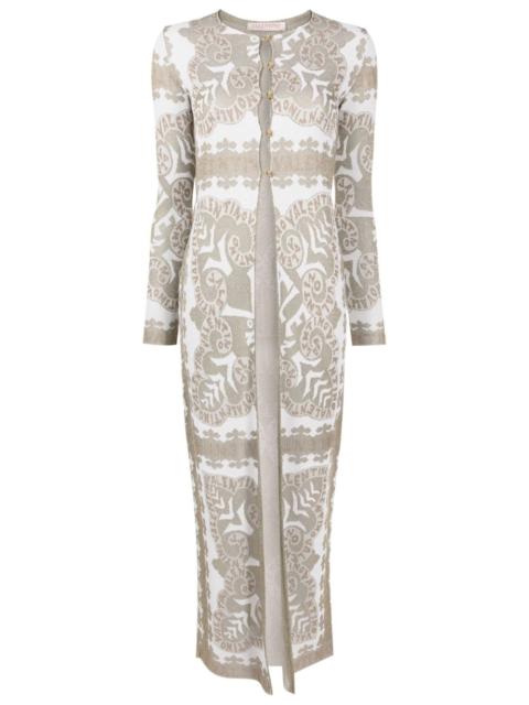 geometric-print metallic-finish cape